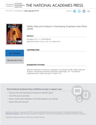 Imagen de portada: Safety Data and Analysis in Developing Emphasis Area Plans 9780309117432