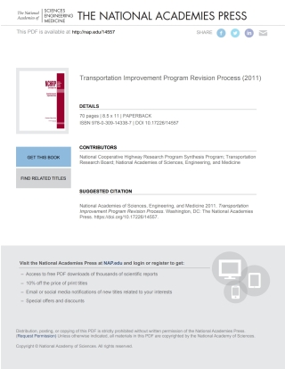 Cover image: Transportation Improvement Program Revision Process 9780309143387