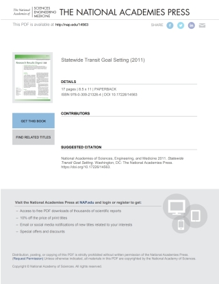Cover image: Statewide Transit Goal Setting 9780309213264