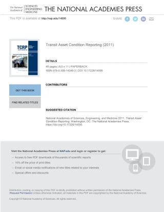 Imagen de portada: Transit Asset Condition Reporting 9780309143493