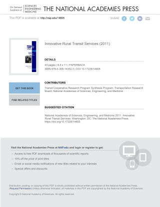 Cover image: Innovative Rural Transit Services 9780309143523