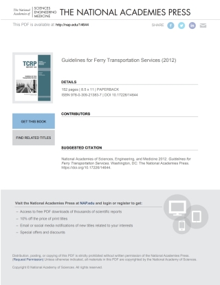 Imagen de portada: Guidelines for Ferry Transportation Services 9780309213837