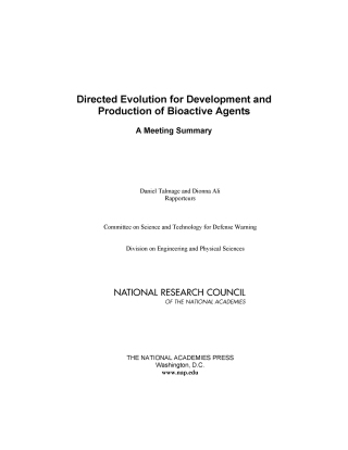 Imagen de portada: Directed Evolution for Development and Production of Bioactive Agents 9780309286268