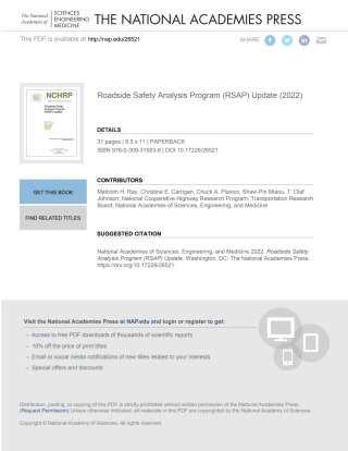 Cover image: Roadside Safety Analysis Program (RSAP) Update 9780309315838