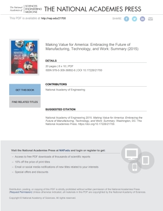 Omslagafbeelding: Making Value for America 9780309368926