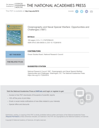 Imagen de portada: Oceanography and Naval Special Warfare 9780309059305