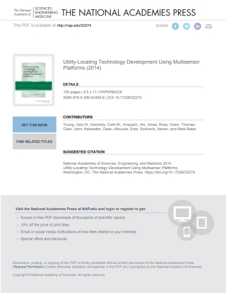 Cover image: Utility-Locating Technology Development Using Multisensor Platforms 9780309433099