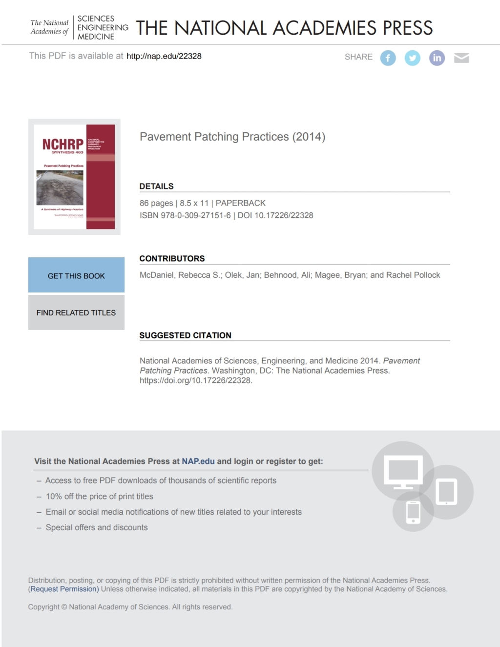 Pavement Patching Practices (eBook)