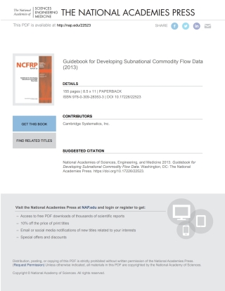 Imagen de portada: Guidebook for Developing Subnational Commodity Flow Data 9780309283533