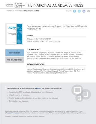 صورة الغلاف: Developing and Maintaining Support for Your Airport Capacity Project 9780309283342