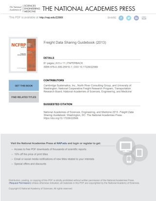 Imagen de portada: Freight Data Sharing Guidebook 9780309259101