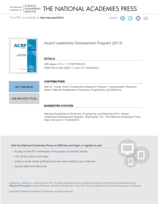Cover image: Airport Leadership Development Program 9780309259071