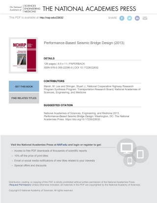 Imagen de portada: Performance-Based Seismic Bridge Design 9780309223805