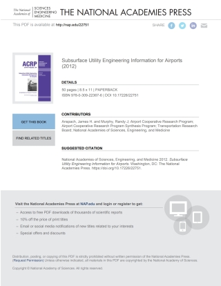 Imagen de portada: Subsurface Utility Engineering Information for Airports 9780309223676