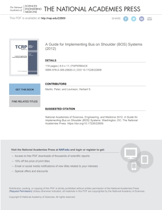 表紙画像: A Guide for Implementing Bus on Shoulder (BOS) Systems 9780309258203