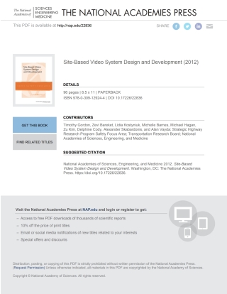Imagen de portada: Site-Based Video System Design and Development 9780309129244