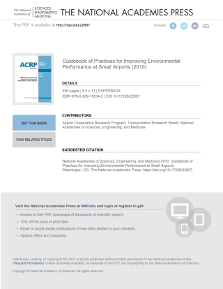 Cover image: Guidebook of Practices for Improving Environmental Performance at Small Airports 9780309155342
