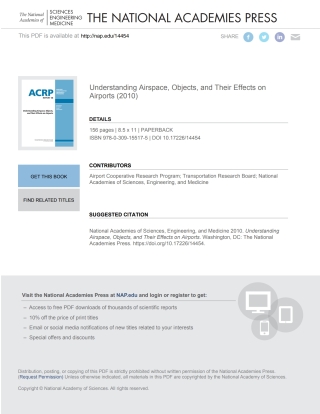 Cover image: Understanding Airspace, Objects, and Their Effects on Airports 9780309155175
