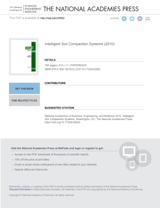 Imagen de portada: Intelligent Soil Compaction Systems 9780309155199