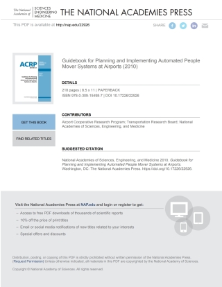 表紙画像: Guidebook for Planning and Implementing Automated People Mover Systems at Airports 9780309154987