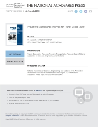 Imagen de portada: Preventive Maintenance Intervals for Transit Buses 9780309435444