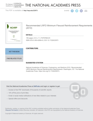 Imagen de portada: Recommended LRFD Minimum Flexural Reinforcement Requirements 9780309429948