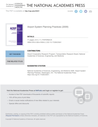 Imagen de portada: Airport System Planning Practices 9780309418362