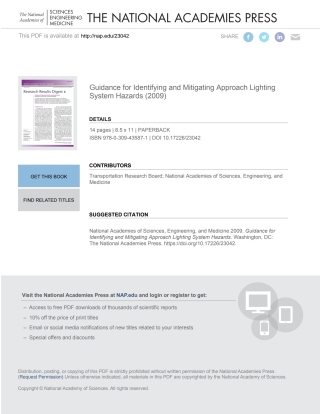 Imagen de portada: Guidance for Identifying and Mitigating Approach Lighting System Hazards 9780309435871