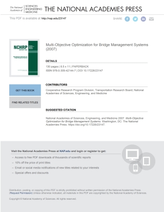 Titelbild: Multi-Objective Optimization for Bridge Management Systems 9780309421447