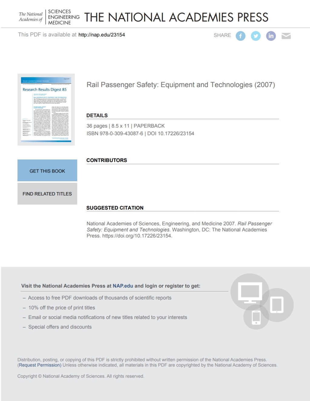Rail Passenger Safety Equipment and Technologies eBook