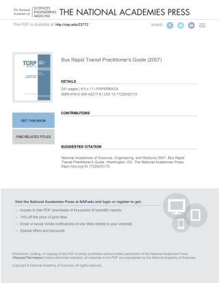 Imagen de portada: Bus Rapid Transit Practitioner's Guide 9780309422178