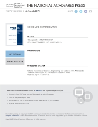 Cover image: Mobile Data Terminals 9780309422277