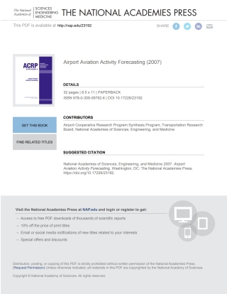 Omslagafbeelding: Airport Aviation Activity Forecasting 9780309097826