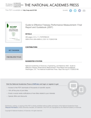 Imagen de portada: Guide to Effective Freeway Performance Measurement: Final Report and Guidebook 9780309436502