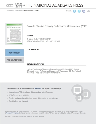 Imagen de portada: Guide to Effective Freeway Performance Measurement 9780309436519