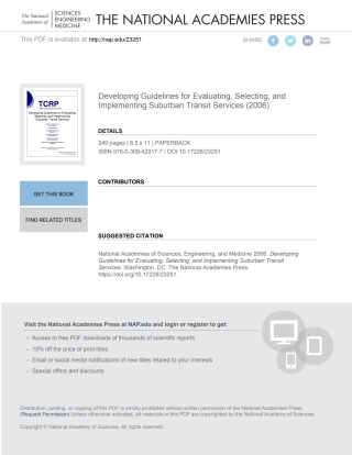 Titelbild: Developing Guidelines for Evaluating, Selecting, and Implementing Suburban Transit Services 9780309429177