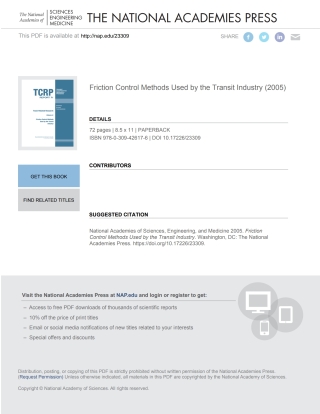 Imagen de portada: Friction Control Methods Used by the Transit Industry 9780309426176