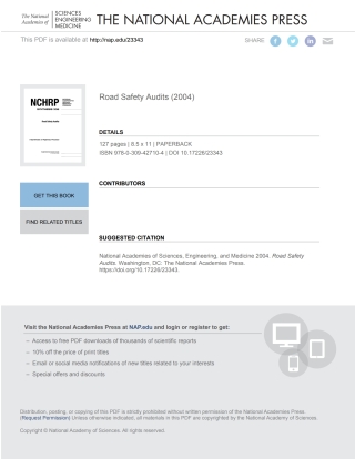 Titelbild: Road Safety Audits 9780309427104