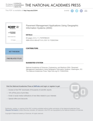 Imagen de portada: Pavement Management Applications Using Geographic Information Systems 9780309427135