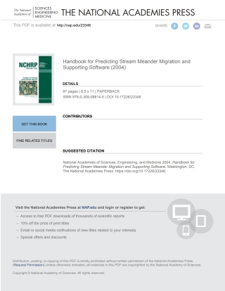 Cover image: Handbook for Predicting Stream Meander Migration and Supporting Software 9780309088145