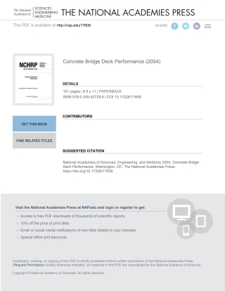 Cover image: Concrete Bridge Deck Performance 9780309427296