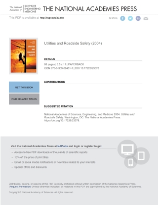 Cover image: Utilities and Roadside Safety 9780309094511