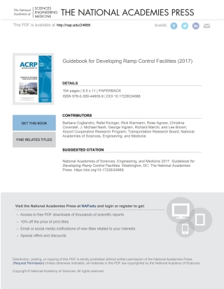 Cover image: Guidebook for Developing Ramp Control Facilities 9780309446099