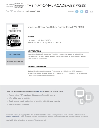 Imagen de portada: Improving School Bus Safety 9780309047166