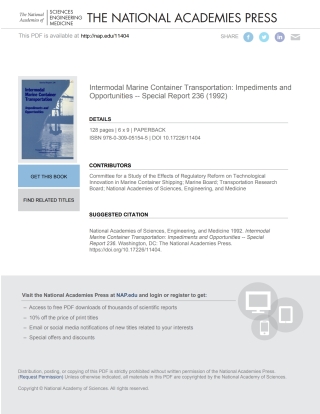 Cover image: Intermodal Marine Container Transportation 9780309051545