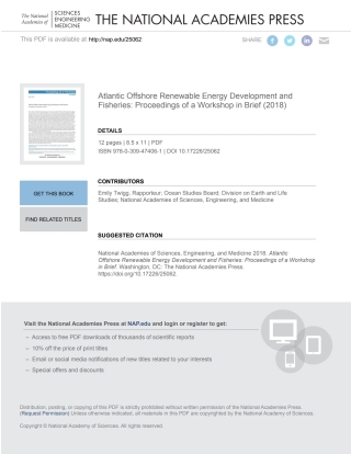Titelbild: Atlantic Offshore Renewable Energy Development and Fisheries 9780309474061