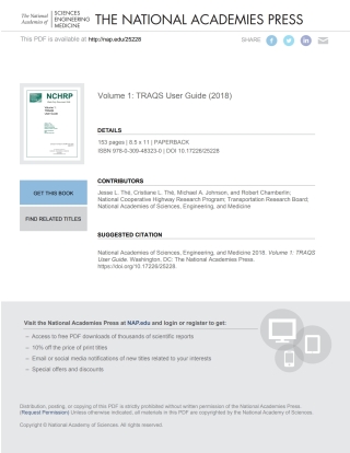 Imagen de portada: Volume 1: TRAQS User Guide 9780309483230