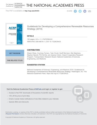 Omslagafbeelding: Guidebook for Developing a Comprehensive Renewable Resources Strategy 9780309480161