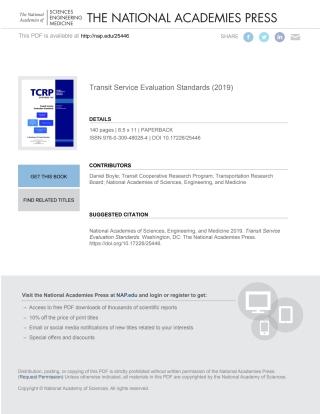 Cover image: Transit Service Evaluation Standards 9780309480284