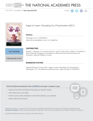 Imagen de portada: Eager to Learn 9780309068369